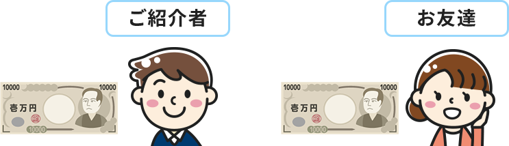 「紹介した方」も「された方」にも1万円のキャッシュバック